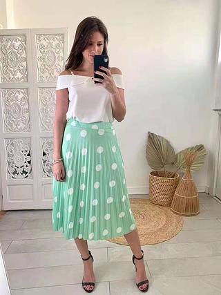 Saia midi plinçada de poa